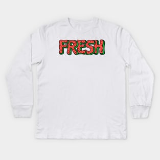 Fresh Watermelon | Cute Fruit Alphabet Typography Kids Long Sleeve T-Shirt